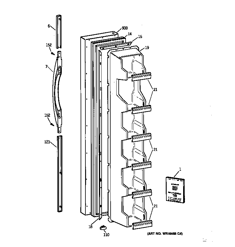 Kenmore 36358042893 freezer door diagram