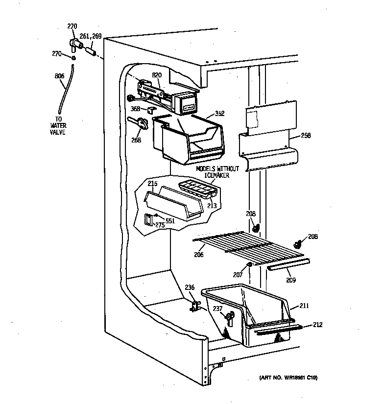 Kenmore 36358042893 freezer section diagram