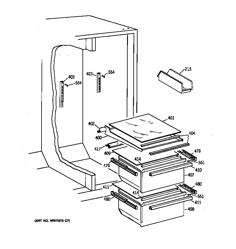 Kenmore 36358042893 fresh food section diagram