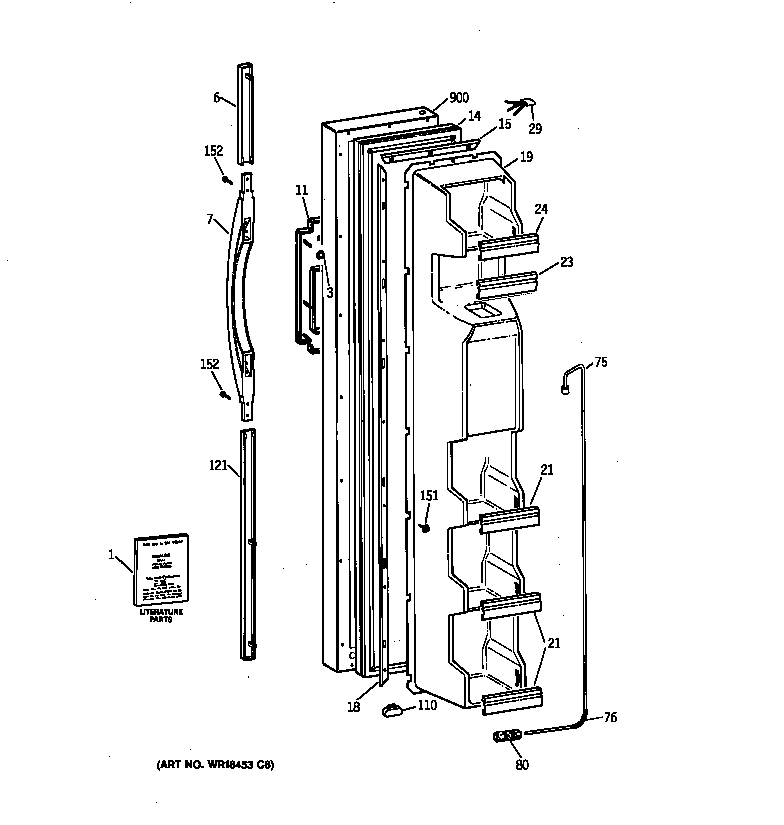Kenmore 36358257893 freezer door diagram