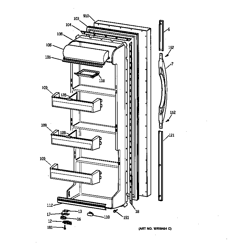 Kenmore 36358257893 fresh food door diagram