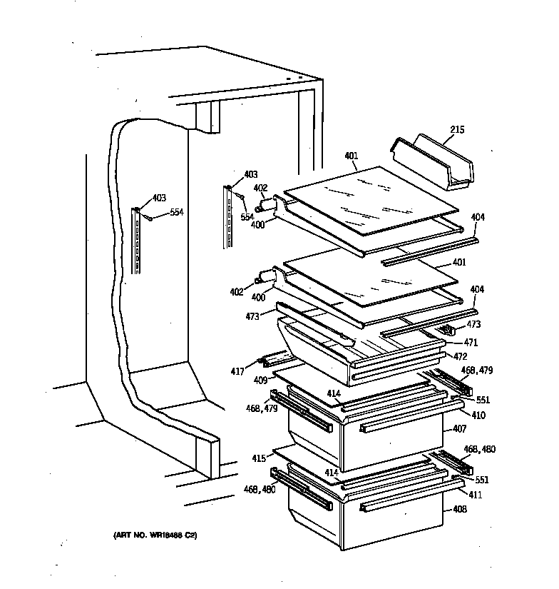Kenmore 36358267891 fresh food section diagram