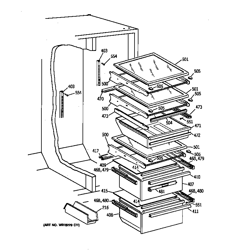 Kenmore 36358272893 fresh food section diagram