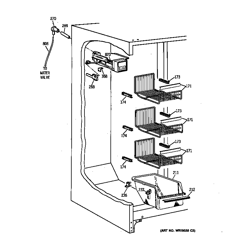 Kenmore 36359572991 freezer section diagram