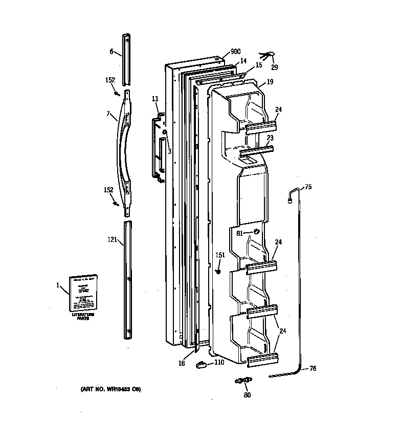 Kenmore 36359551991 freezer door diagram
