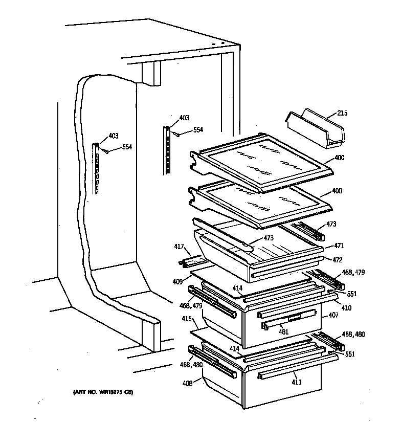 Kenmore 36359551991 fresh food section diagram