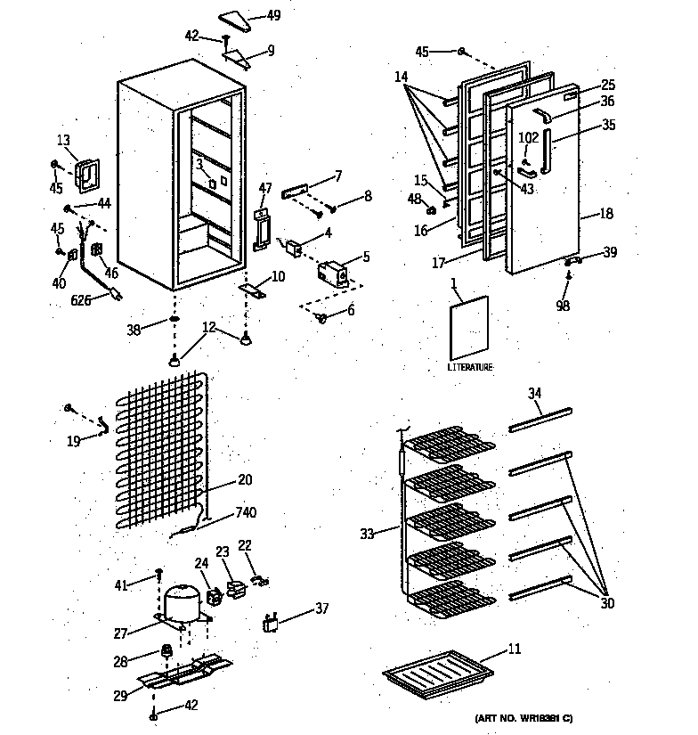 GE FP9SXARWH refrigerator diagram