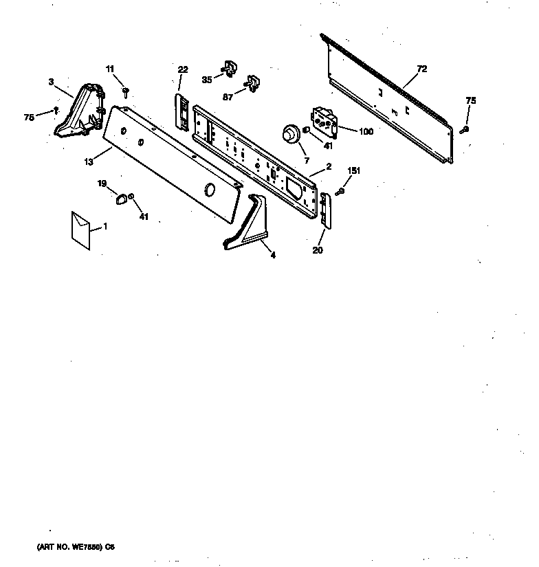 GE DBXR453GT3WB backsplash assembly diagram