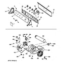 GE DDSR475GT4WW backsplash, blower & drive assembly diagram