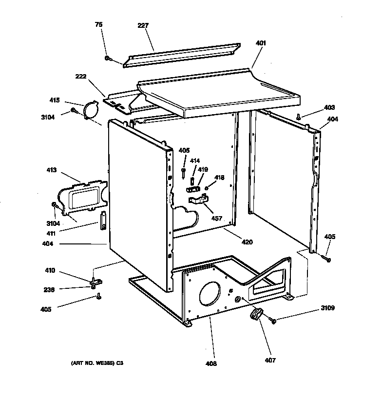 GE DPSQ495ET4AA cabinet diagram