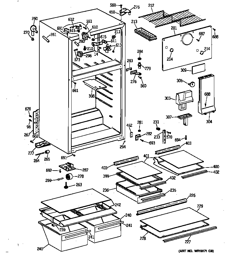 GE TBH16JAXPRWH cabinet diagram
