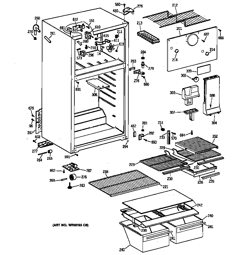 GE TBT16DAXPRWH cabinet diagram