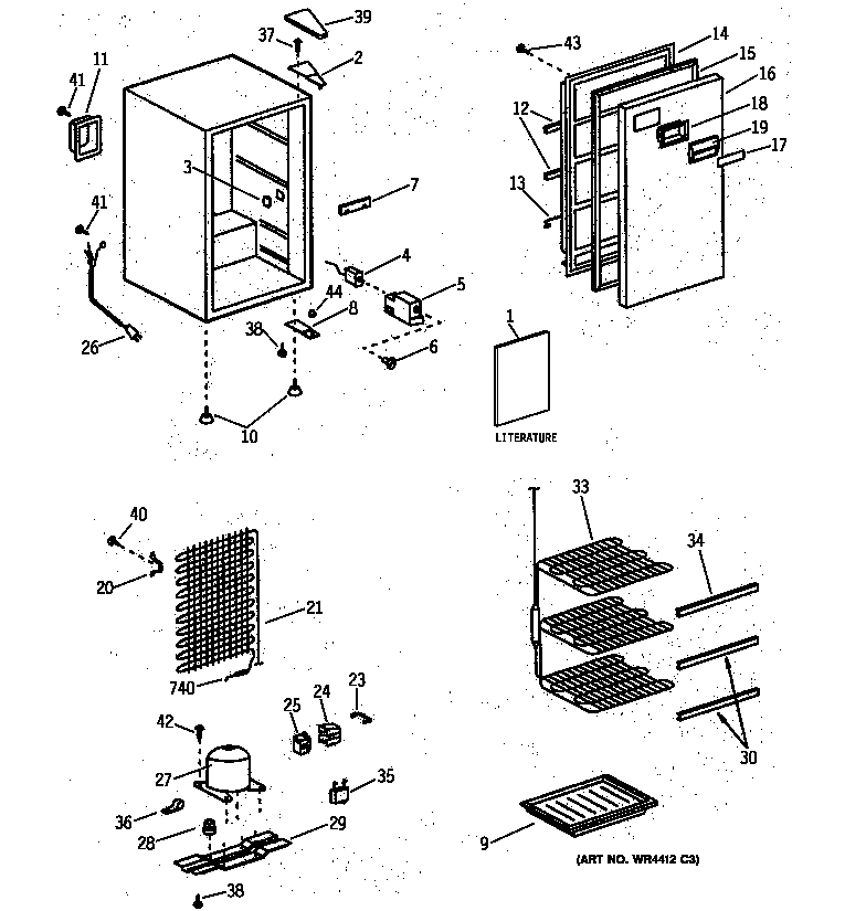 GE FPJ5DXARWH refrigerator diagram