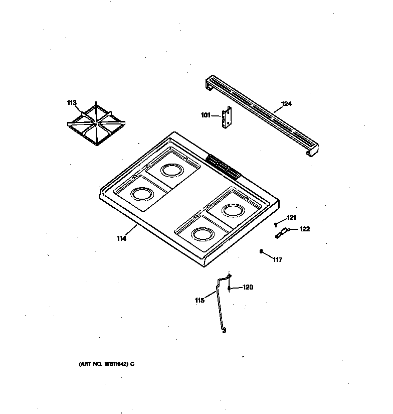 GE JGSS05BEW2BB cooktop diagram