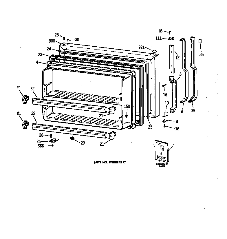 GE TBK21JAXHRWW freezer door diagram