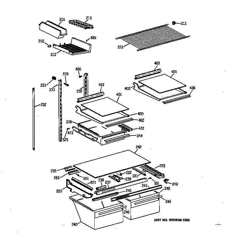 GE TBK21JAXHRWW shelf parts diagram