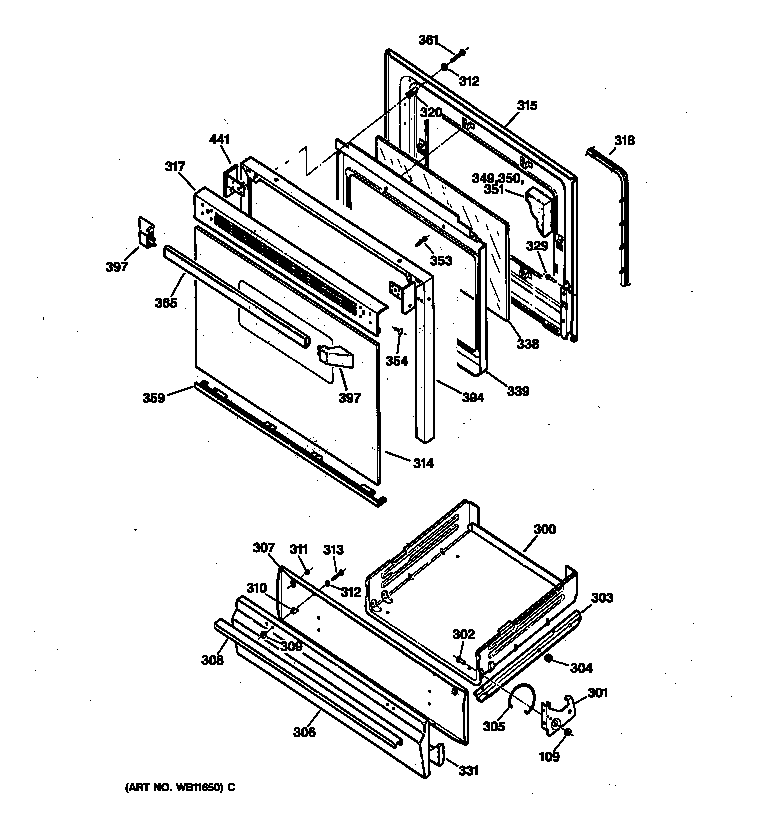 GE JGBS23AEW2AA door & drawer parts diagram