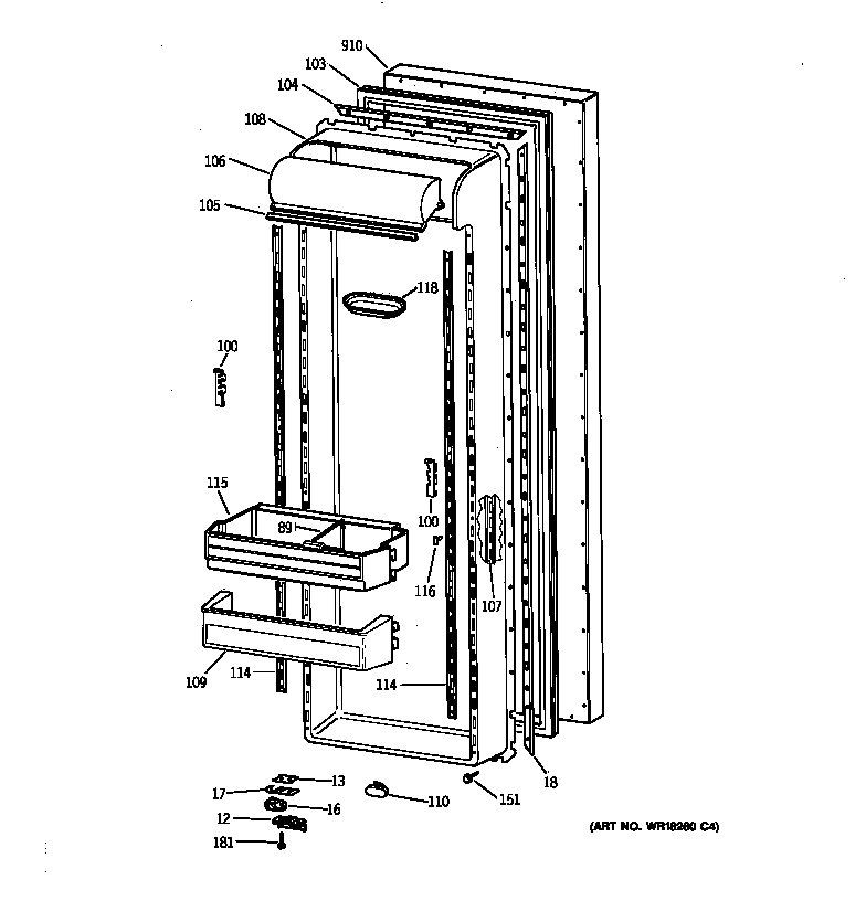 GE ZFSB27DYASS fresh food door diagram