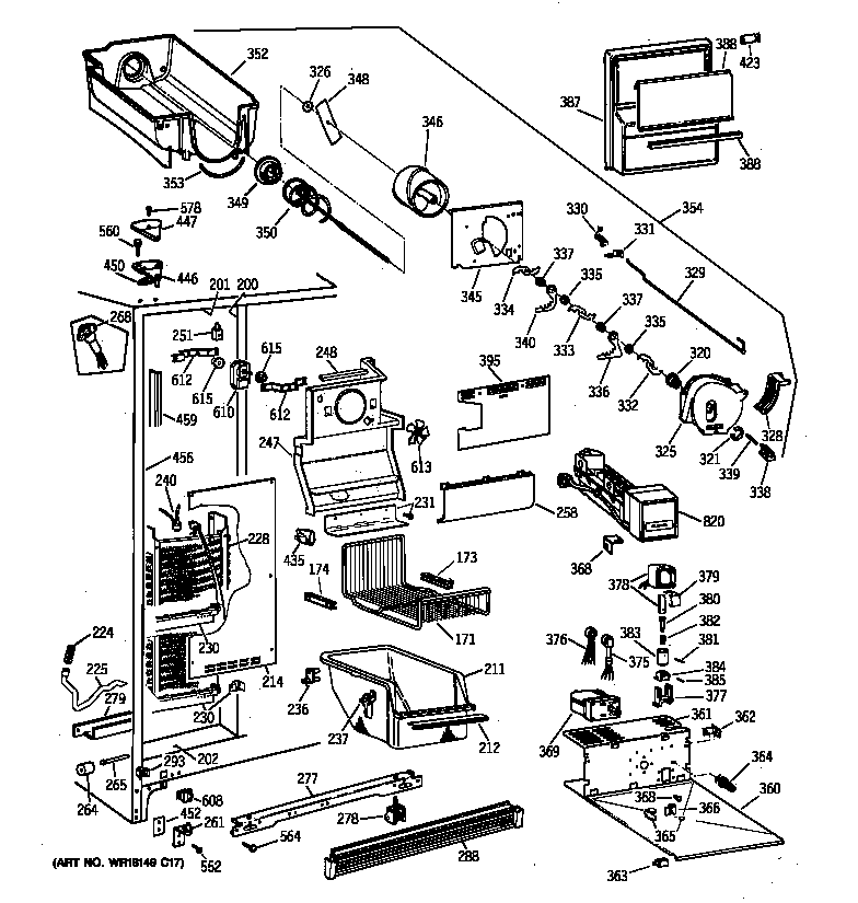GE ZFSB27DYASS freezer section diagram