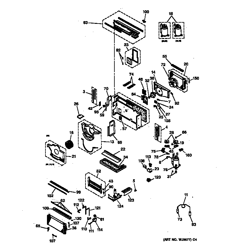 GE AZ31H12D3DV6 motor, compressor & system components diagram