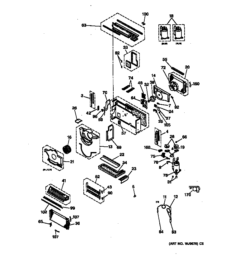 GE AZ31H15D3CV6 motor, compressor & system components diagram