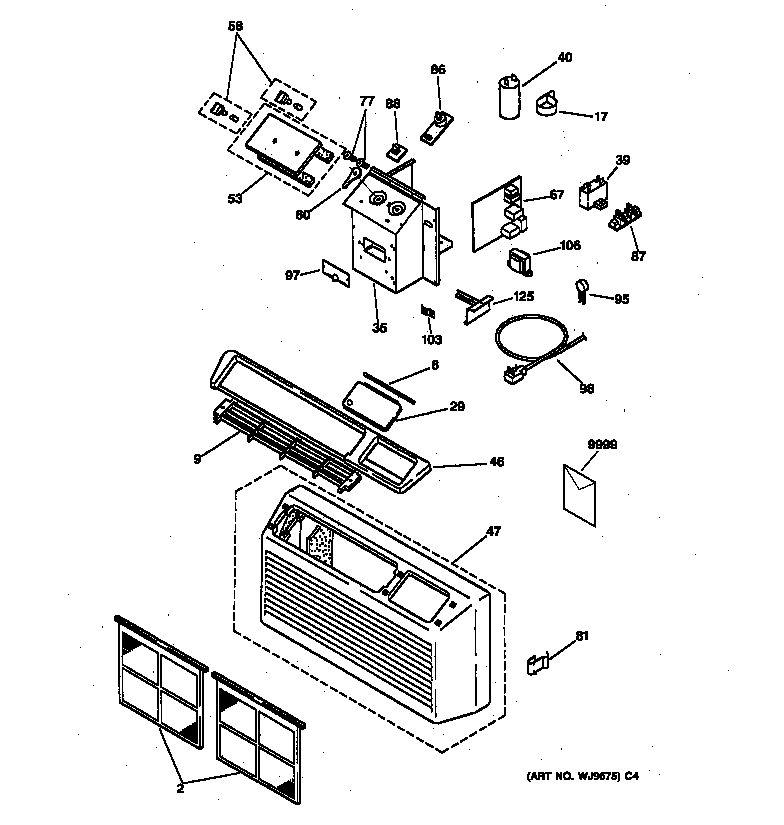 GE AZ31H15D3DV6 controls & grill assembly diagram
