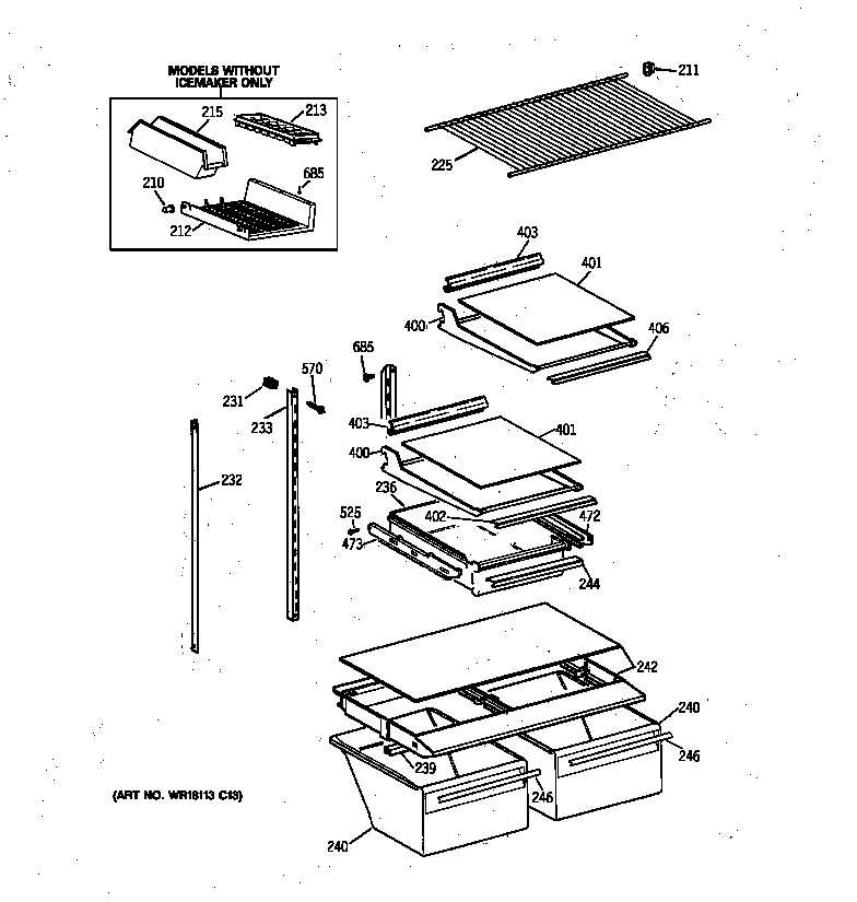 GE TBH18JAXTRWW shelf parts diagram