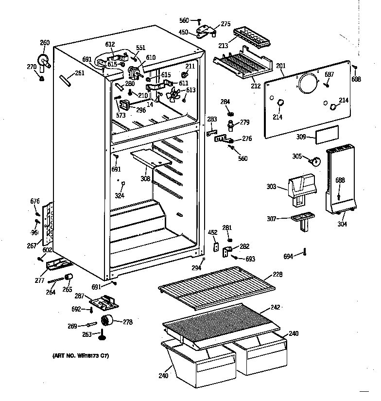 GE TBT16SAZBRAD cabinet diagram