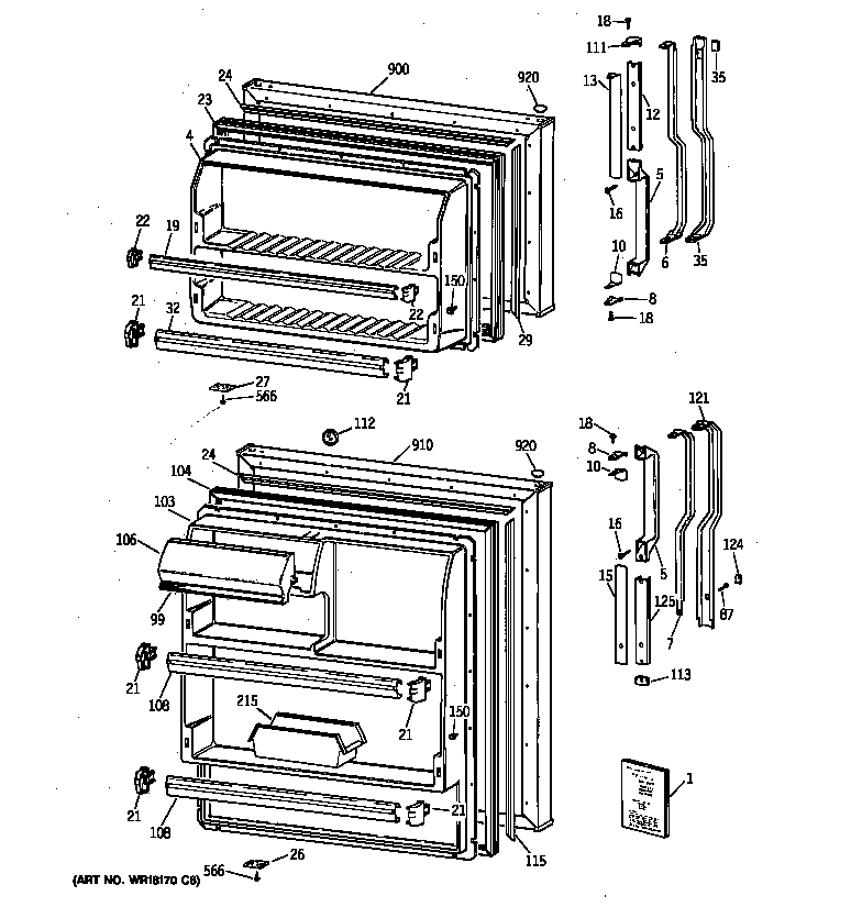 GE TBG14JAZCRWH doors diagram