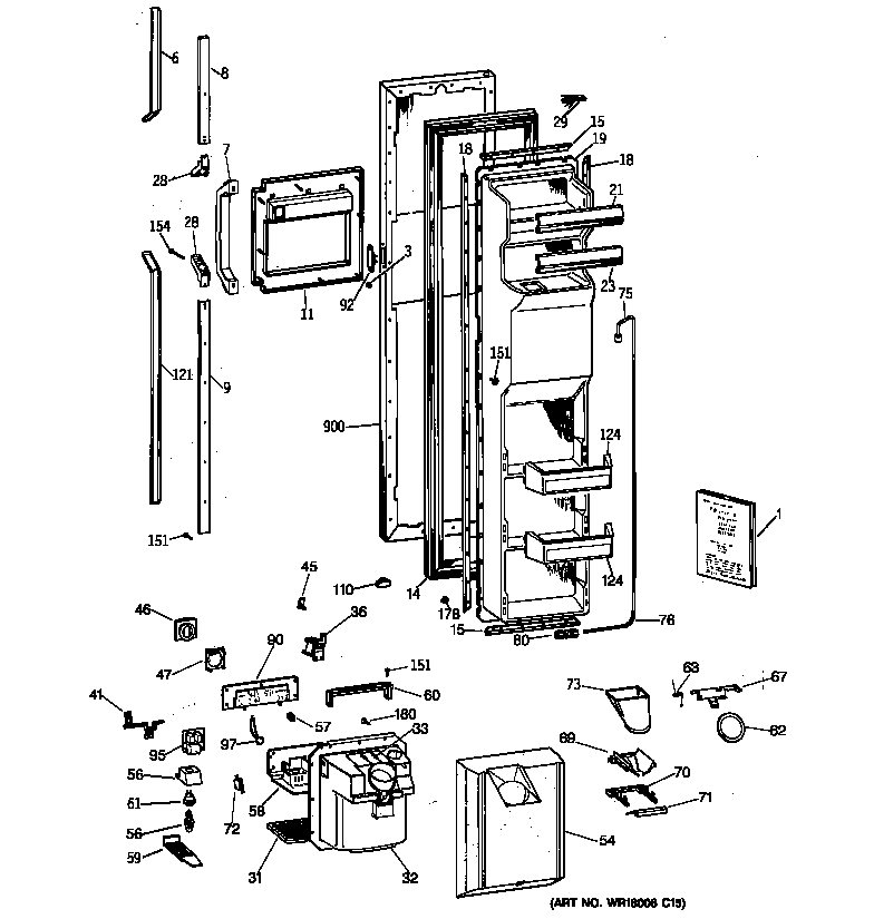GE TFK27PFZAWW freezer door diagram