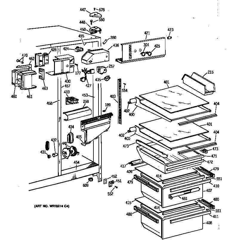GE TFK22JAZAAA fresh food section diagram