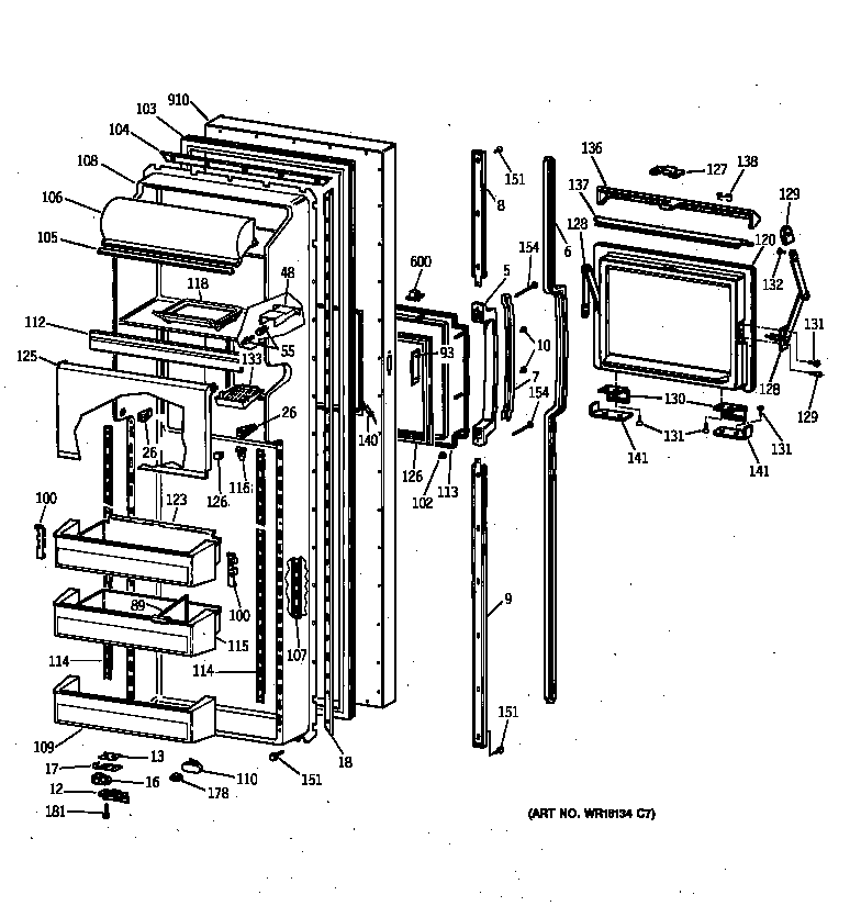GE TFK27ZFZAAA fresh food door diagram