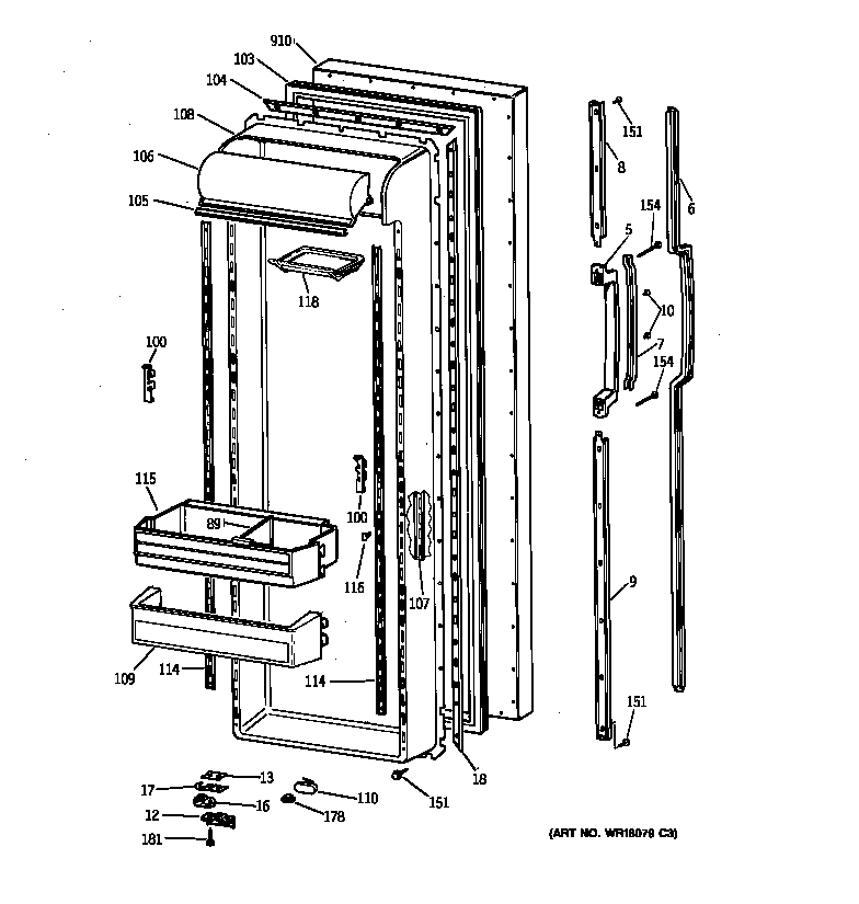 GE TFK27ZRZAAA fresh food door diagram