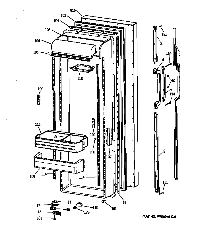 GE TFK27ZRZBAA fresh food door diagram