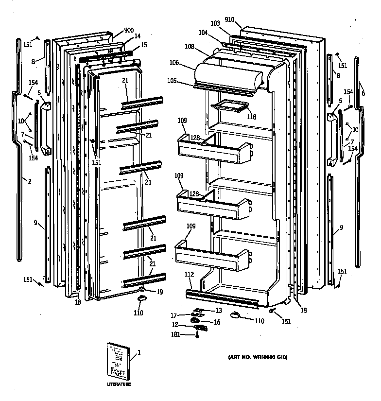 GE TFT20JAXFAA doors diagram