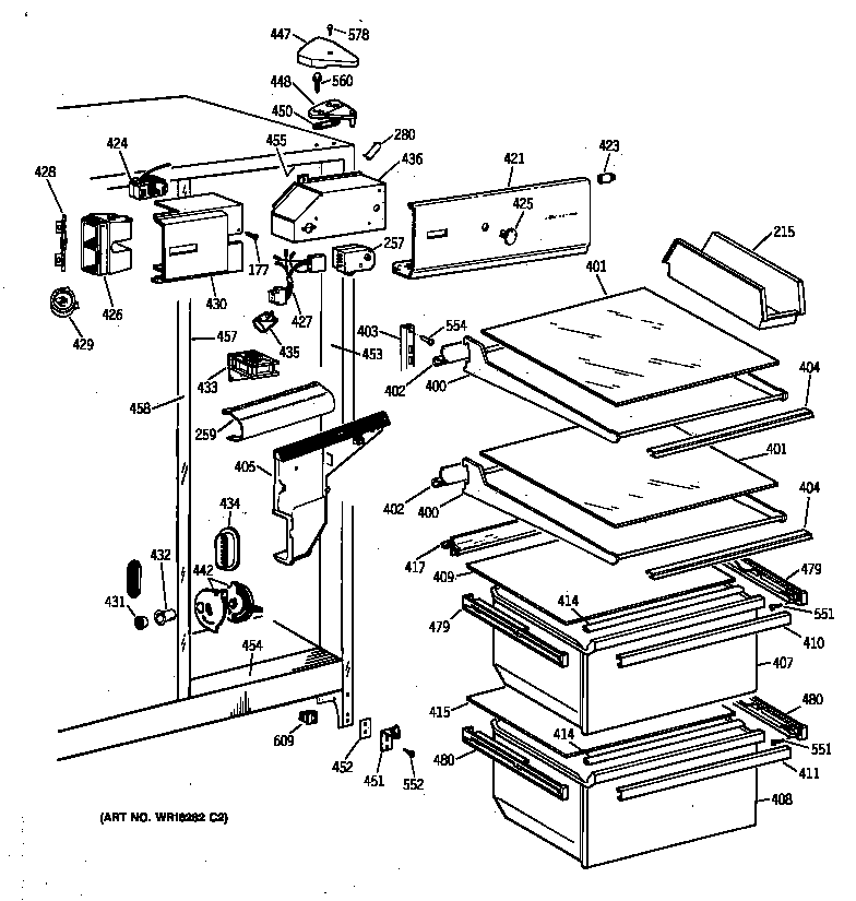 GE TFT20JAXFAA fresh food section diagram