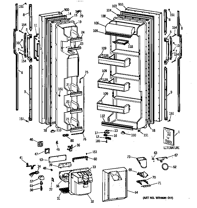GE TFT20JRXFWW doors diagram