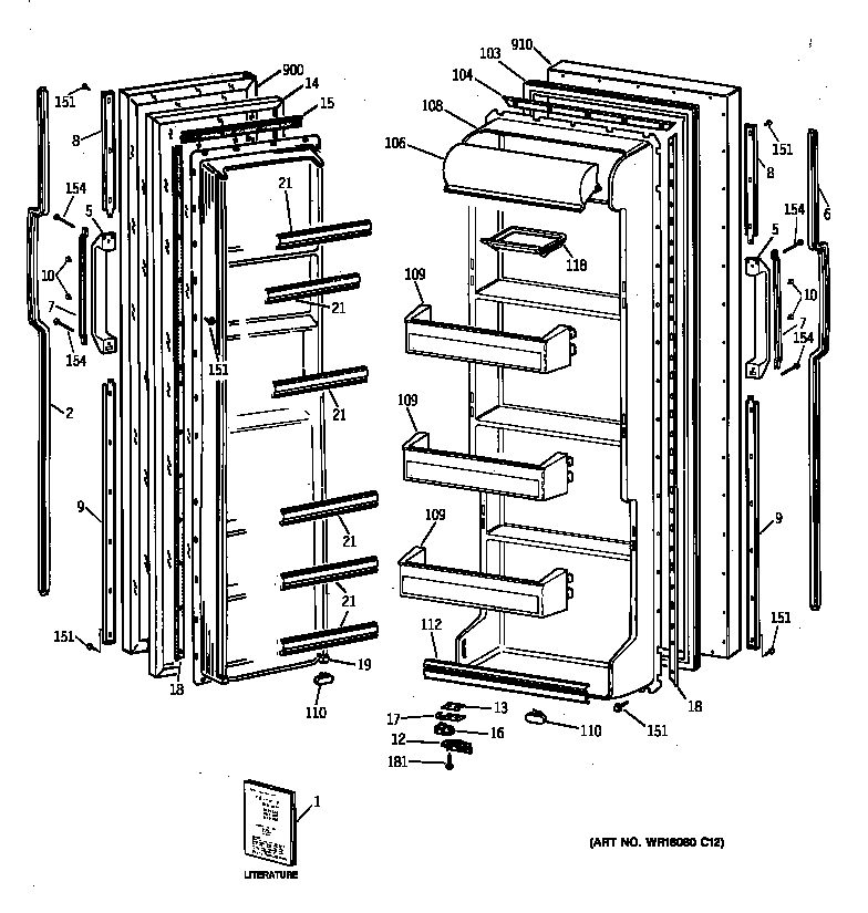 GE TFT20SAXFAA doors diagram