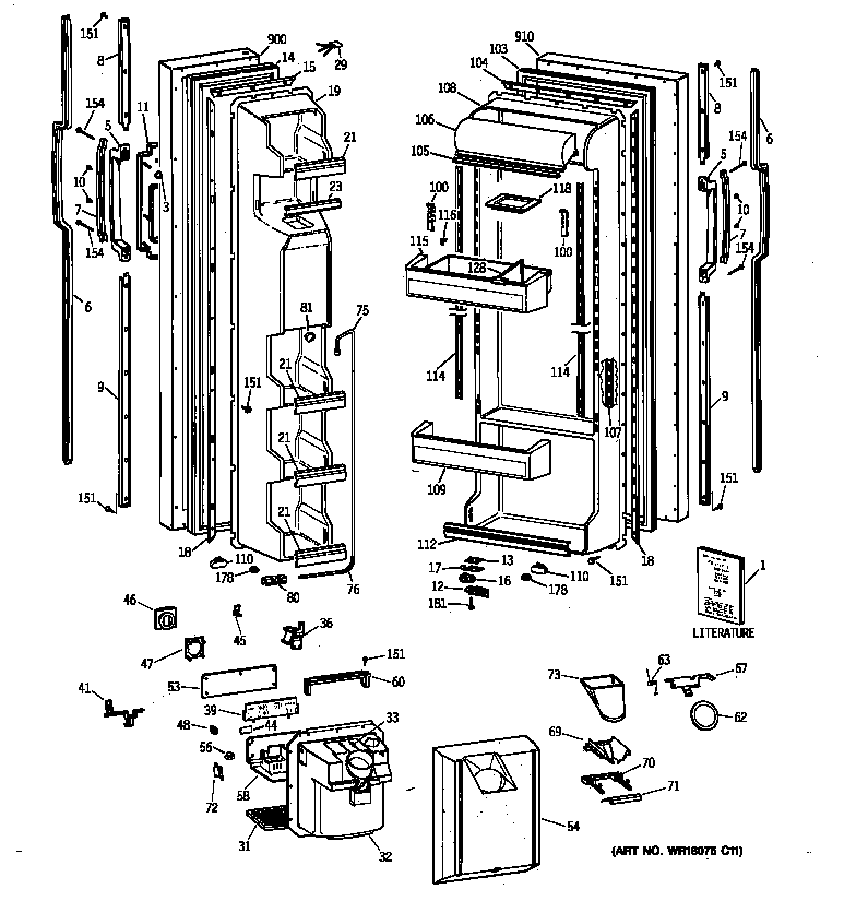GE TFT25JWYFWW doors diagram
