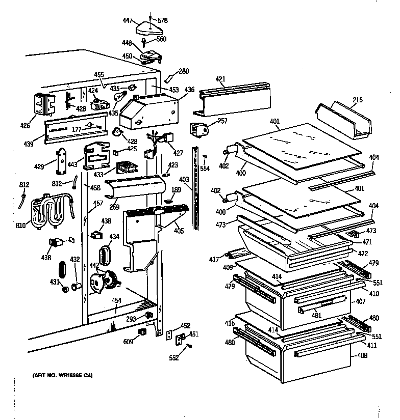 GE TFT25JWYFWW fresh food section diagram