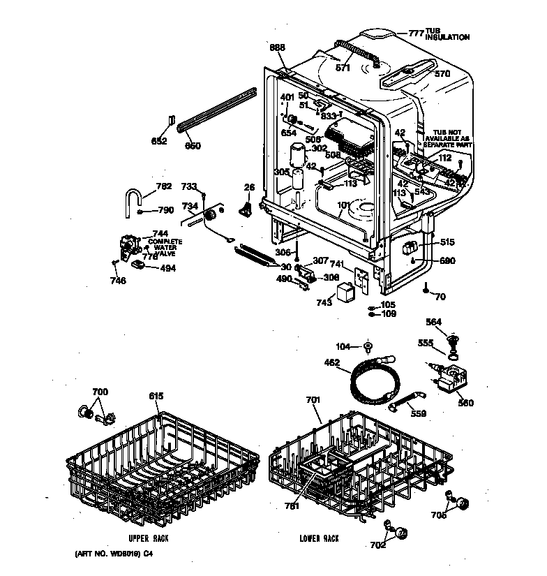 GE GSD4030Y72WW body parts diagram