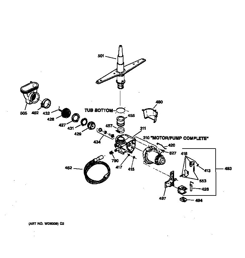 GE GSD980X-72WW motor-pump mechanism diagram