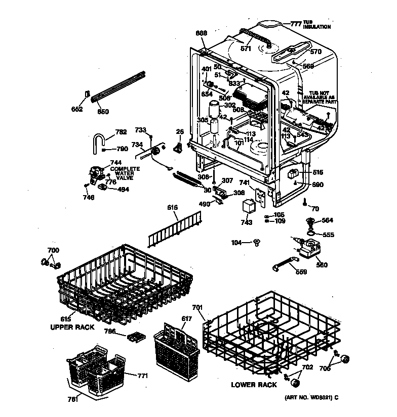 GE GSD4310Y72AA body parts diagram