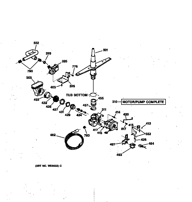 GE GSD4310Y72AA motor-pump mechanism diagram