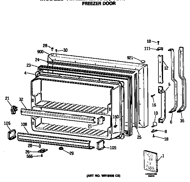 GE TBX22JASPRWH freezer door diagram
