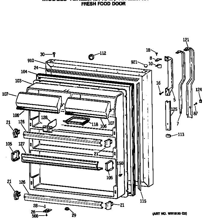 GE TBX22JASPRWH fresh food door diagram