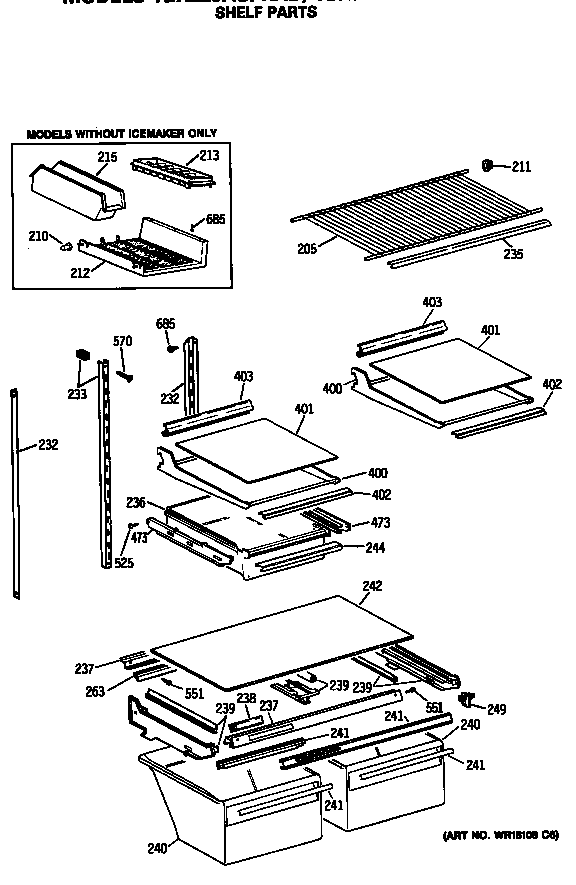 GE TBX22JASPRWH shelf parts diagram