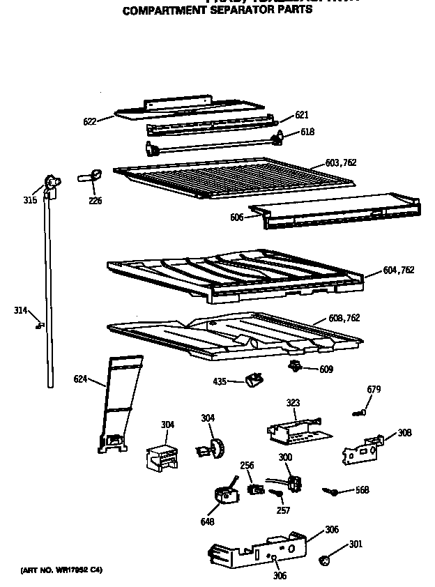 GE TBX22JASPRWH compartment separation parts diagram