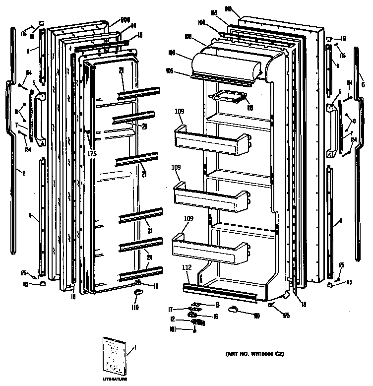 GE TFC20DASBWH doors diagram