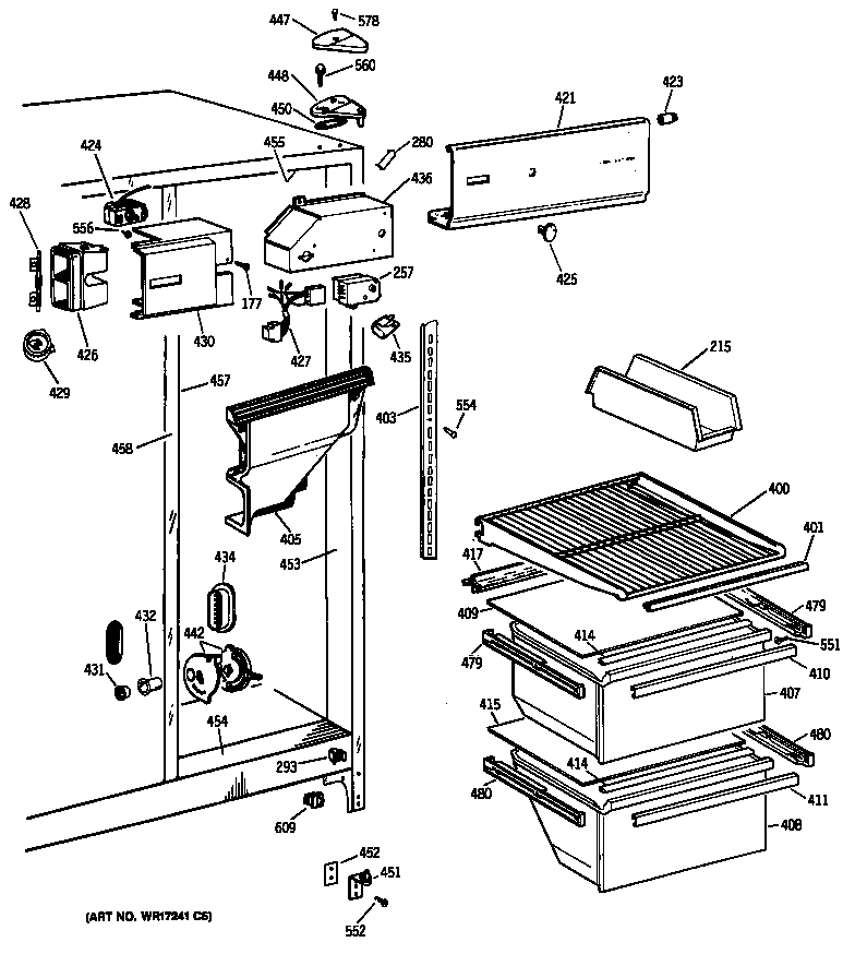 GE TFC20DASBWH shelves diagram